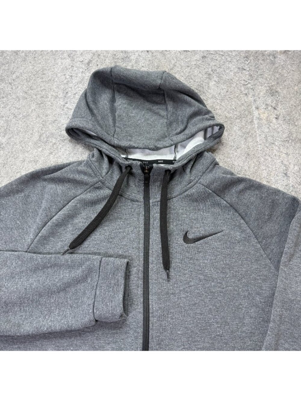 Nike Full Zip Hoodie Men L Gray Solid Fleece DRI-FIT Training Jacket